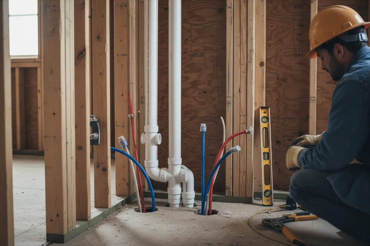 Drain and supply rough-in during Drain Cleaning in Boley