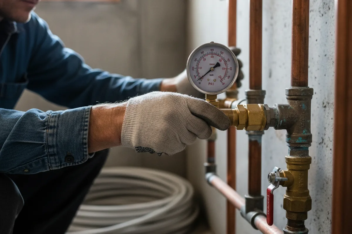 Pressure testing a repaired line during Water Line Repair in Boley